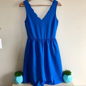 Everly Blue Scalloped A-Line Dress from ModCloth